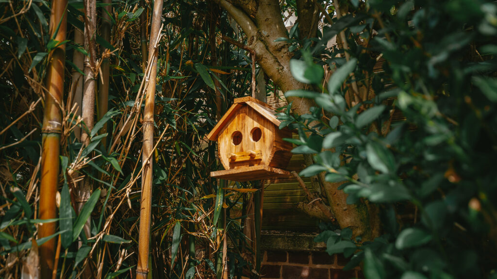 Un nid sur la terrasse de la villa, pour favoriser l'habitat en ville des espèces sauvages.